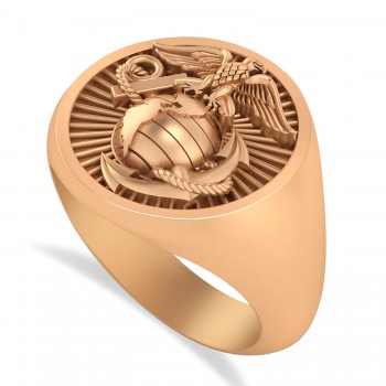 United States Marine Corps Men's Signet Fashion Ring 14k Rose Gold