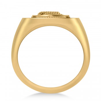 United States Navy Anchor Men's Signet Fashion Ring 14k Yellow Gold