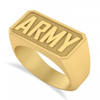 United States Army Men's Signet Fashion Ring 14k Yellow Gold