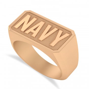 United States Navy Men's Signet Fashion Ring 14k Rose Gold