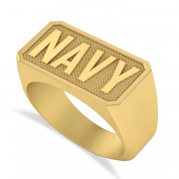 United States Navy Men's Signet Fashion Ring 14k Yellow Gold