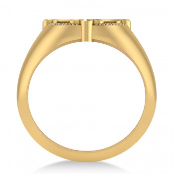 Diamond Cross Cigar Men's Ring 14k Yellow Gold (0.14ct)