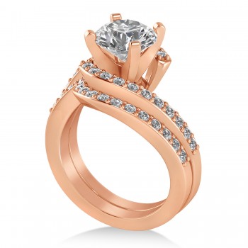 Diamond Accented Tension Set Bridal Set 14k Rose Gold (0.35ct)