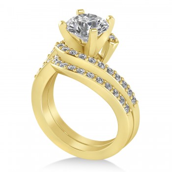 Diamond Accented Tension Set Bridal Set 14k Yellow Gold (0.35ct)