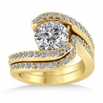 Diamond Accented Tension Set Bridal Set 14k Yellow Gold (0.35ct)