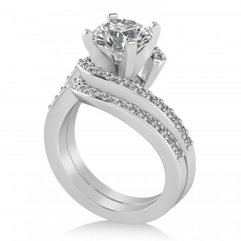 Lab Grown Diamond Accented Tension Set Bridal Set 14k White Gold (0.35ct)