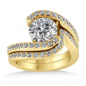 Lab Grown Diamond Accented Tension Set Bridal Set 14k Yellow Gold (0.35ct)