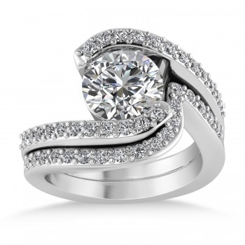 Lab Grown Diamond Accented Tension Set Bridal Set Palladium (0.35ct)