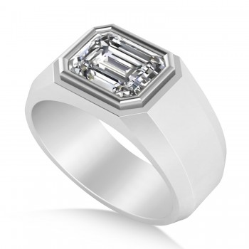 Diamond Solitaire Men's Engagement Ring 14k White Gold (2.50ct)