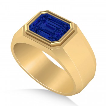 Blue Sapphire Solitaire Men's Engagement Ring 14k Yellow Gold (2.50ct)