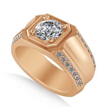 Diamond Accented Men's Engagement Ring 14k Rose Gold (2.06ct)