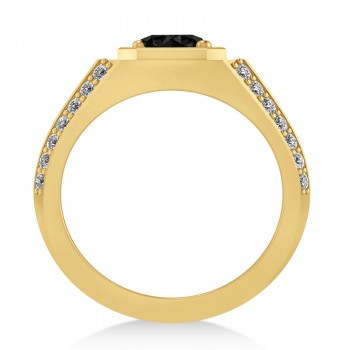 Black & White Diamond Accented Men's Engagement Ring 14k Yellow Gold (2.06ct)