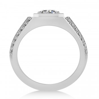 Lab Grown Diamond Accented Men's Engagement Ring 14k White Gold (2.06ct)