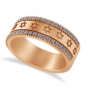 Diamond Jewish Star of David Mens Ring 14K Rose Gold (.46ct)