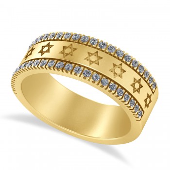Diamond Jewish Star of David Mens Ring 14K Yellow Gold (.46ct)