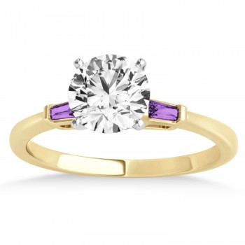Tapered Baguette 3-Stone Amethyst Engagement Ring 14k Yellow Gold (0.10ct)