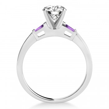 Tapered Baguette 3-Stone Amethyst Engagement Ring Platinum (0.10ct)