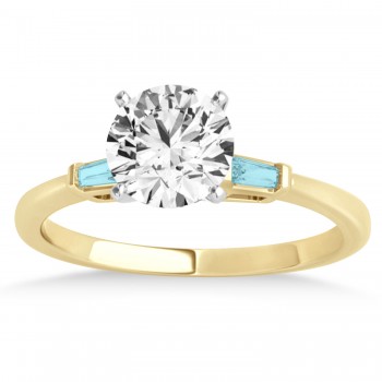 Tapered Baguette 3-Stone Aquamarine Engagement Ring 14k Yellow Gold (0.10ct)