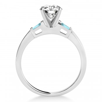 Tapered Baguette 3-Stone Aquamarine Engagement Ring Platinum (0.10ct)