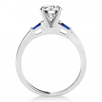 Tapered Baguette 3-Stone Blue Sapphire Engagement Ring Platinum (0.10ct)