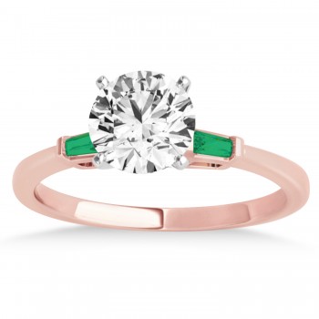 Tapered Baguette 3-Stone Emerald Engagement Ring 14k Rose Gold (0.10ct)