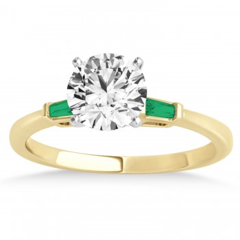 Tapered Baguette 3-Stone Emerald Engagement Ring 14k Yellow Gold (0.10ct)