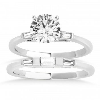 Tapered Baguette 3-Stone Diamond Bridal Set 18k White Gold (0.30ct)