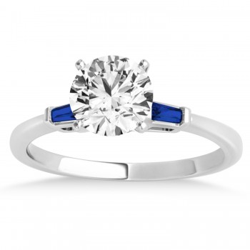 Tapered Baguette 3-Stone Blue Sapphire Bridal Set Palladium (0.30ct)