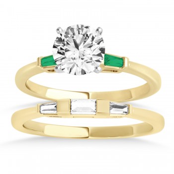 Tapered Baguette 3-Stone Emerald Bridal Set 14k Yellow Gold (0.30ct)