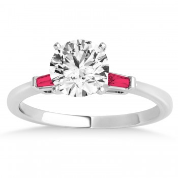 Tapered Baguette 3-Stone Ruby Bridal Set Palladium (0.30ct)