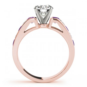 Diamond and Amethyst Accented Engagement Ring 14k Rose Gold 1.00ct
