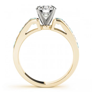 Diamond and Aquamarine Accented Engagement Ring 14k Yellow Gold 1.00ct