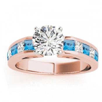 Diamond and Blue Topaz Accented Engagement Ring 14k Rose Gold 1.00ct