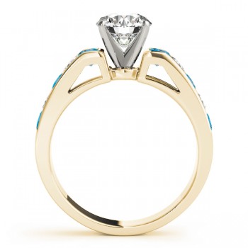 Diamond and Blue Topaz Accented Engagement Ring 14k Yellow Gold 1.00ct