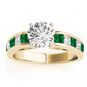 Diamond and Emerald Accented Engagement Ring 14k Yellow Gold 1.00ct