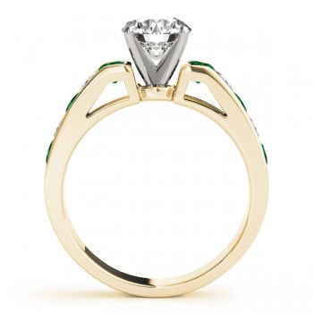 Diamond and Emerald Accented Engagement Ring 14k Yellow Gold 1.00ct