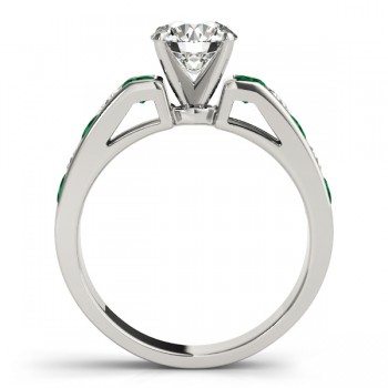 Diamond and Emerald Accented Engagement Ring Platinum 1.00ct