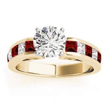 Diamond and Garnet Accented Engagement Ring 14k Yellow Gold 1.00ct