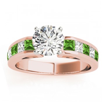 Diamond and Peridot Accented Engagement Ring 14k Rose Gold 1.00ct