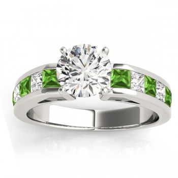 Diamond and Peridot Accented Engagement Ring Platinum 1.00ct