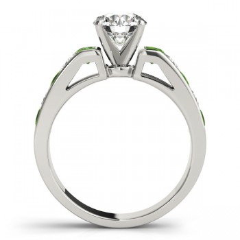 Diamond and Peridot Accented Engagement Ring Platinum 1.00ct