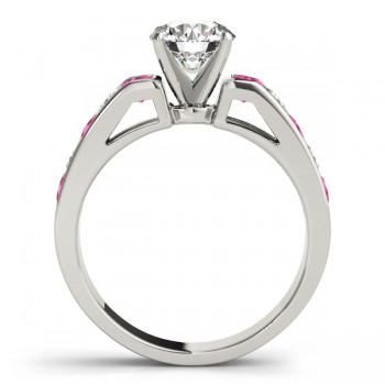 Diamond & Pink Sapphire Accents Engagement Ring Platinum 1.00ct