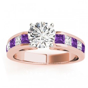 Diamond and Amethyst Accented Bridal Set 14k Rose Gold 2.20ct