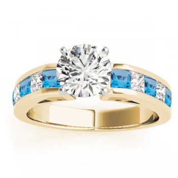 Diamond and Blue Topaz Accented Bridal Set 14k Yellow Gold 2.20ct