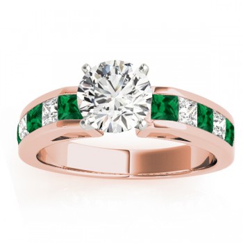 Diamond and Emerald Accented Bridal Set 14k Rose Gold 2.20ct