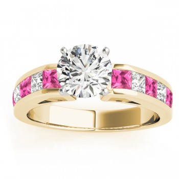 Diamond and Pink Sapphire Accented Bridal Set 14k Yellow Gold 2.20ct