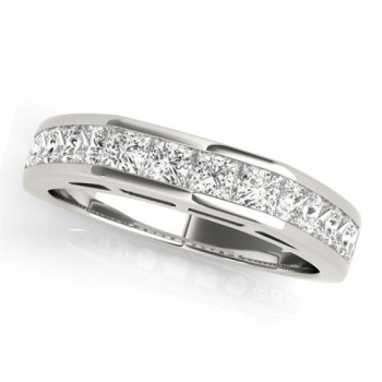 Diamond Princess-cut Channel Wedding Band 18k White Gold 1.20ct