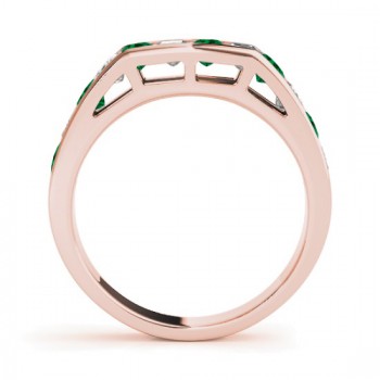 Diamond and Emerald Accented Wedding Band 14k Rose Gold 1.20ct