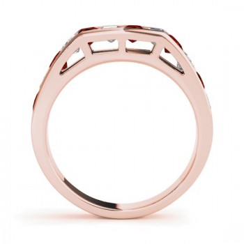 Diamond and Garnet Accented Wedding Band 14k Rose Gold 1.20ct