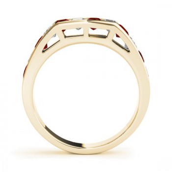 Diamond and Garnet Accented Wedding Band 14k Yellow Gold 1.20ct